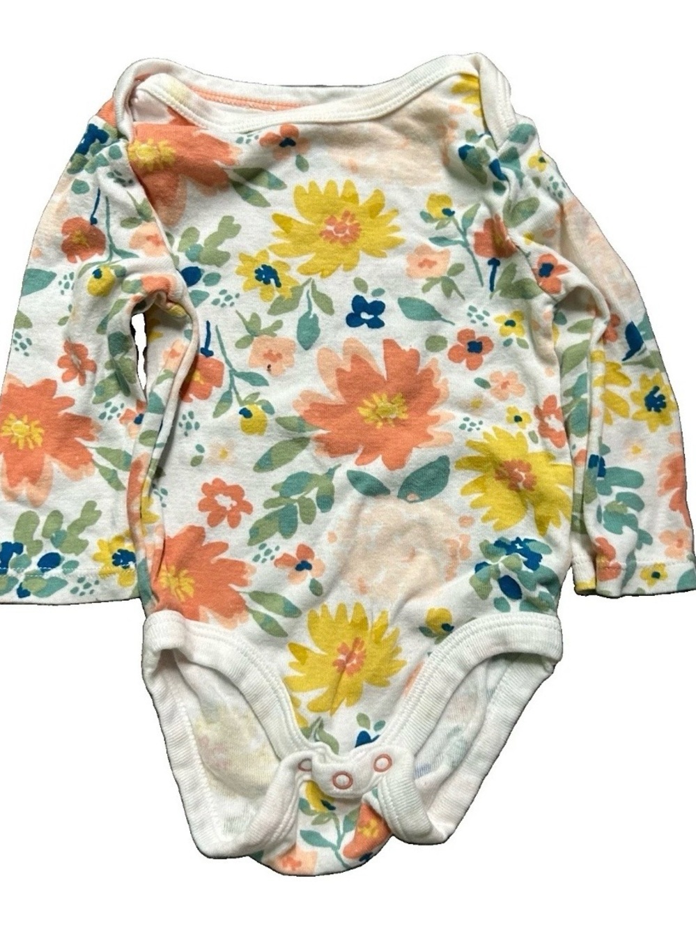 Baby Girl Long Sleeve Bodysuits Floral Polka Dots Size 3-6 Months - Picture 2 of 8